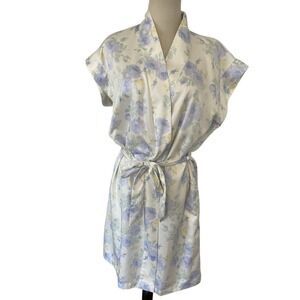 Lauren Ralph Lauren Women's Robe Satin Small Watercolor Floral Short Kimono